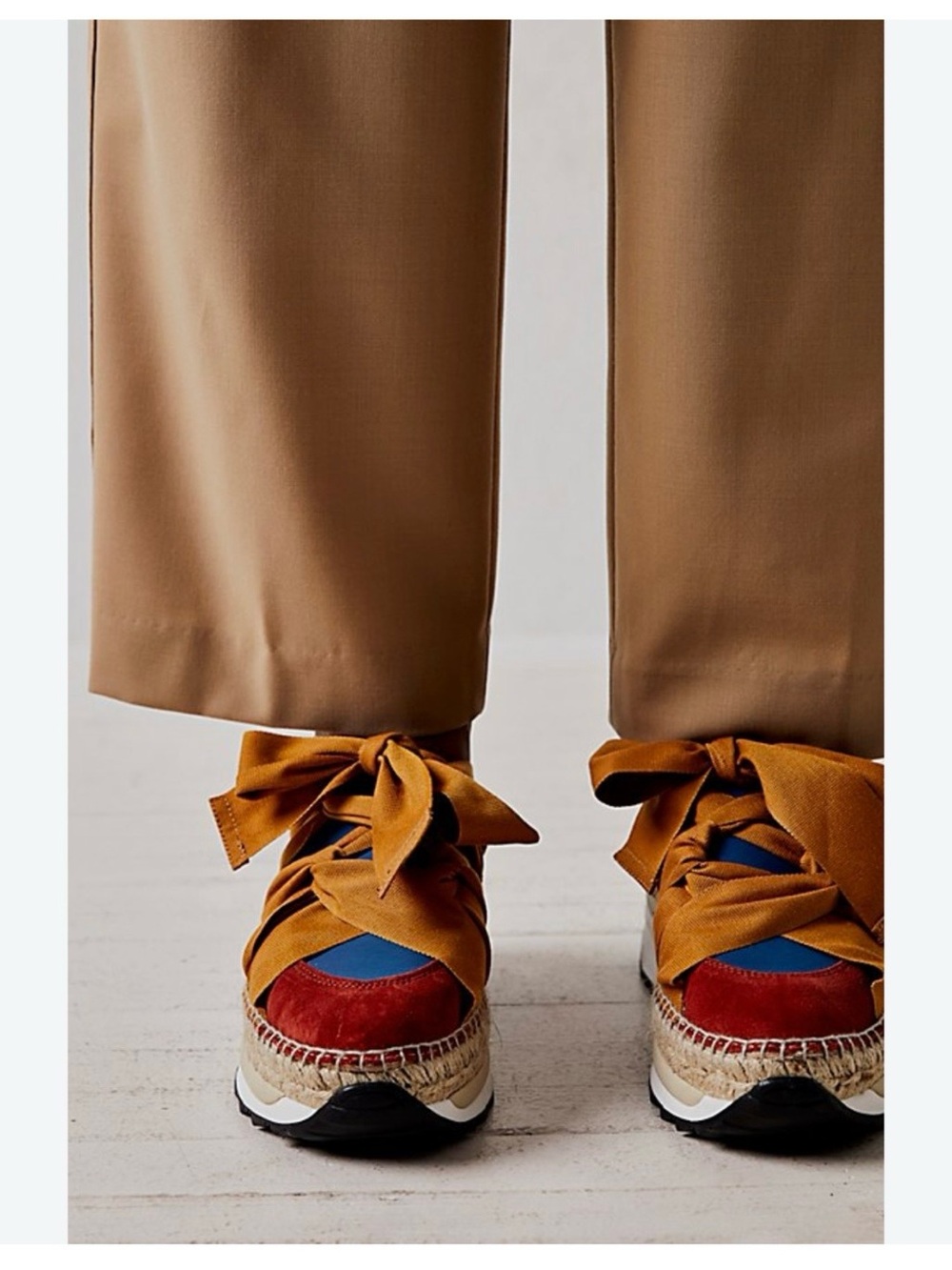 Free People Chapmin Multicolor Espadrille Platform Sneakers with Bow Accents - Picture 4 of 15